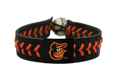 Baltimore Orioles Black Baseball Leather Bracelet