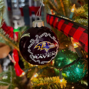 Baltimore Ravens Candy Cane Ball Ornament