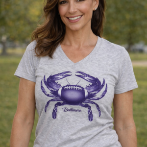Baltimore Football Crab Ladies V-Neck T-Shirt