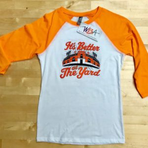 "It's Better At The Yard" Ladies Baseball T-Shirt front