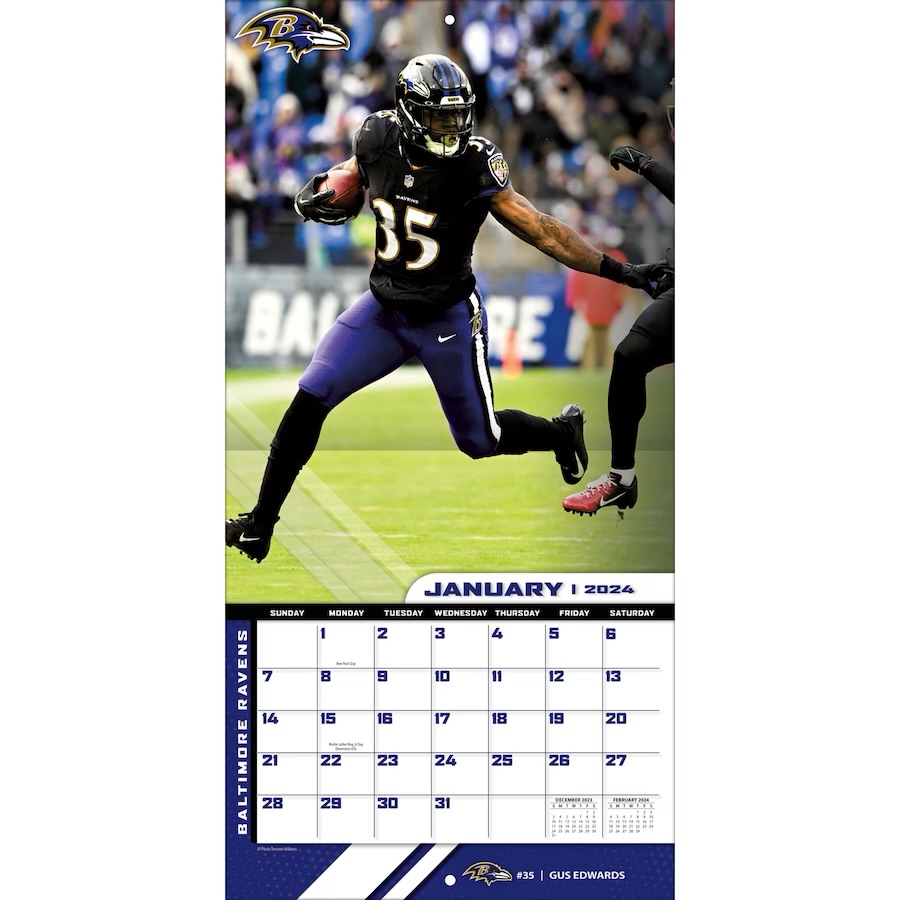 Baltimore Ravens 2025 Wall Calendar Wild Bills Apparel