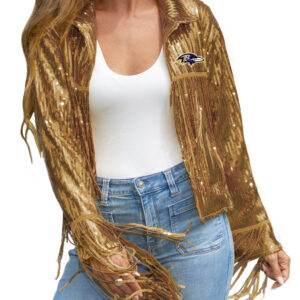 Baltimore Ravens Ladies Gold Sequin Fringe Blazer