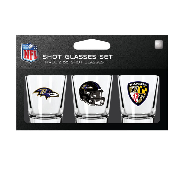 Baltimore Ravens 3pc Shot Glass Set