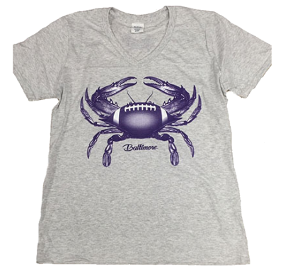 Baltimore Football Crab Ladies V-Neck T-Shirt