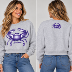 Baltimore Football Crab Women’s Reflex Crewneck Sweatshirt