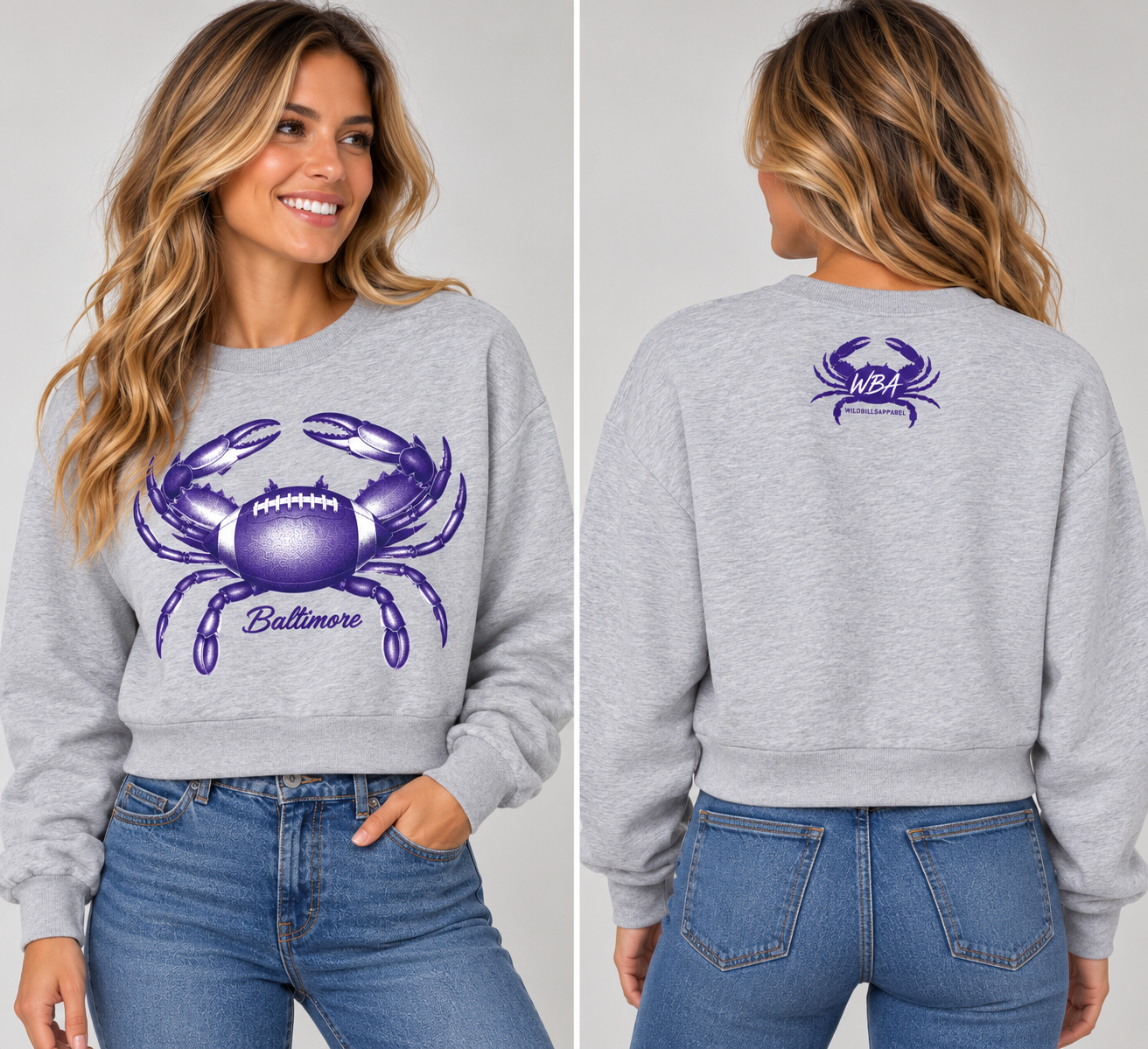 Baltimore Football Crab Women’s Reflex Crewneck Sweatshirt