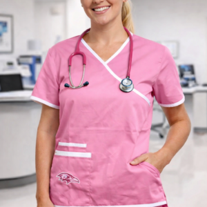 Baltimore Ravens Ladies Pink Scrub Top