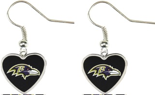 Baltimore Ravens Dangle Heart Earrings