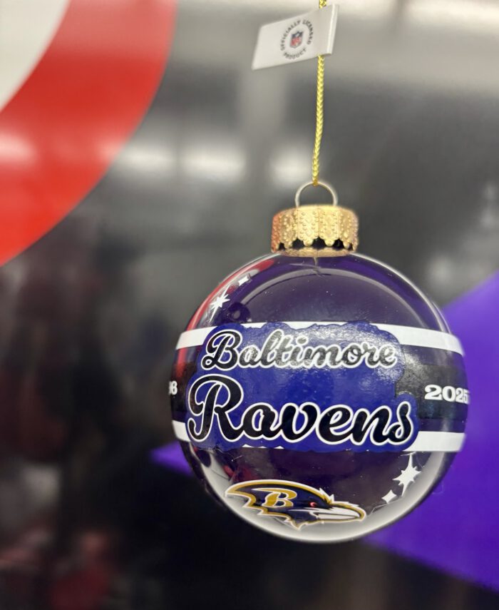 Baltimore Ravens 2025 Glass Ball Ornament