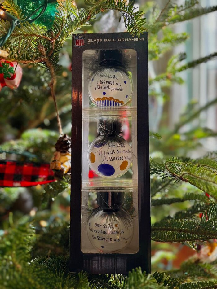 Baltimore Ravens Glass Ball Ornaments - Image 2